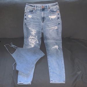 American Eagle Mom Jeans with Halter Top